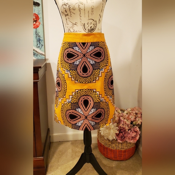 MAEVE BY ANTHROPOLOGIE WOMEN'S YELLOW/BLACK  SKIRT SIZE 8. - Picture 4 of 9